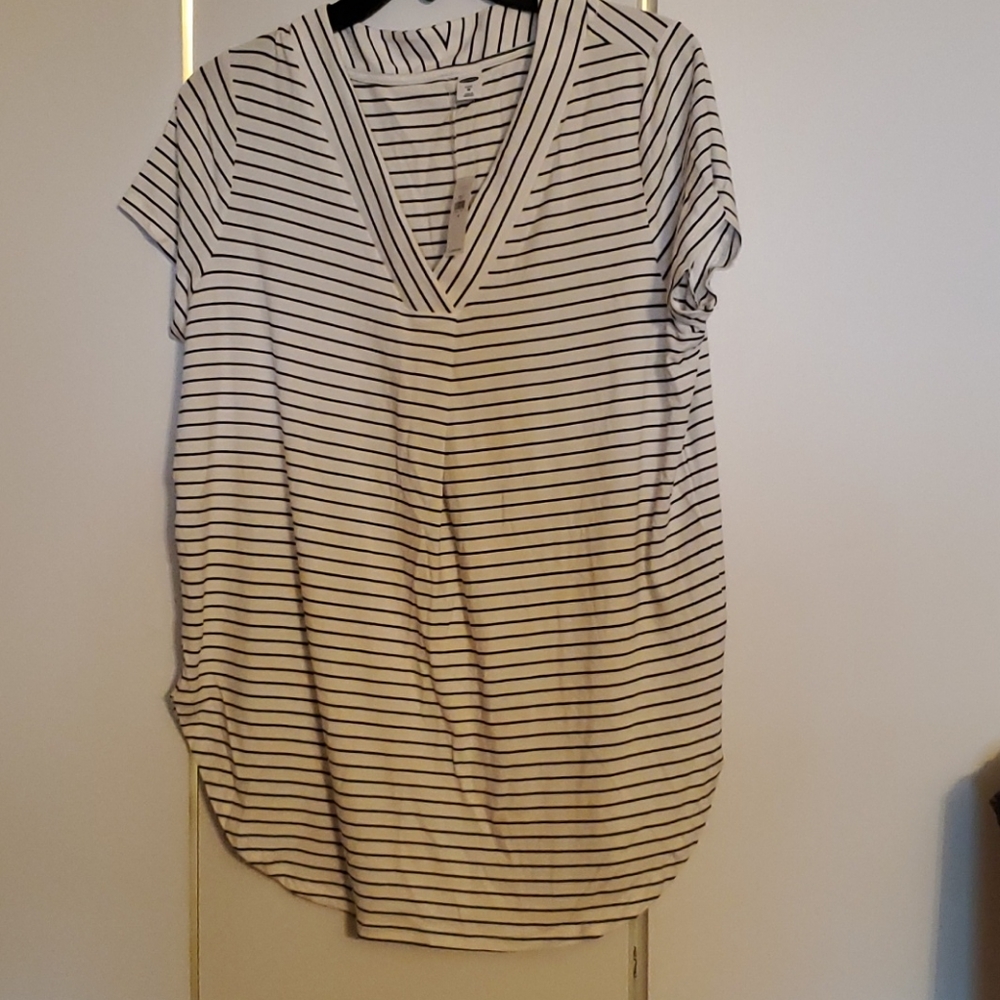 NWT tunic white and blue stripe top